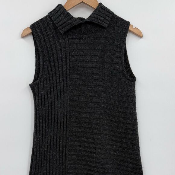 Krimson Klover Asymmetrical Rib Sleeveless Knit Tunic Top | Charcoal Gray | XS - Picture 6 of 8